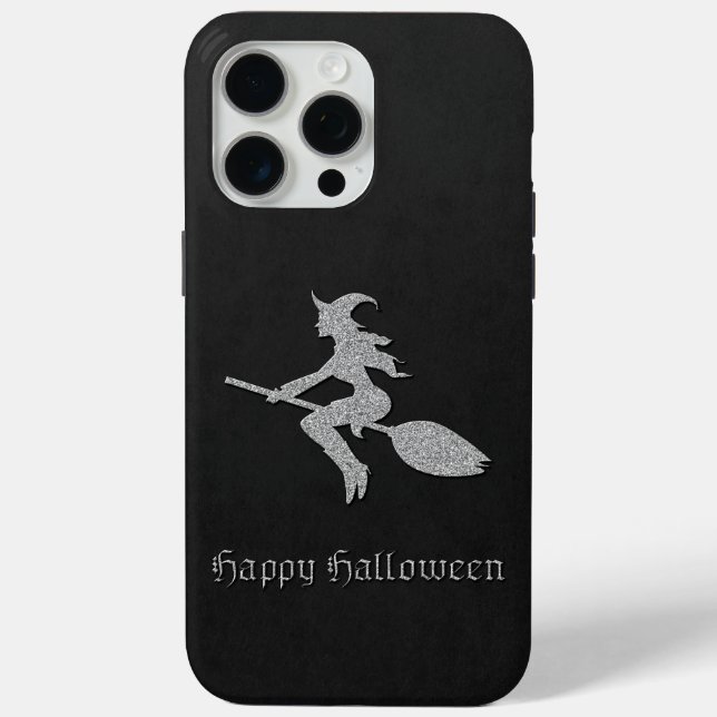 Coques Case-Mate iPhone Halloween sorcière volante en argent (Verso)