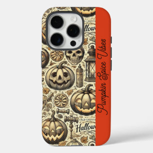 Coque iPhone 16 Pro Halloween vibes orange brun élégant