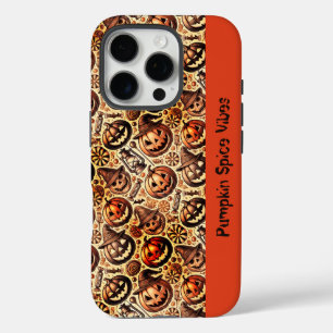 Coque iPhone 16 Pro Halloween vibes orange brun élégant