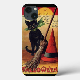 Etui iPhone 13 Halloween vintage par Ellen Clapsaddle, Chat noir