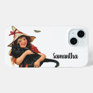 Coque Case-Mate iPhone Halloween vintage, sorcière avec chat noir