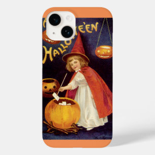 Coque Case-Mate iPhone Halloween vintage, une sorcière mignonne de fille