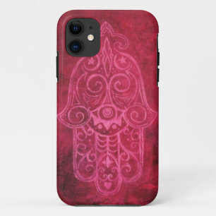 Coque iPhone 11 Hamsa en magenta