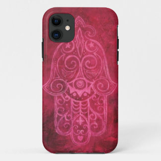 Coque iPhone 11 Hamsa en magenta
