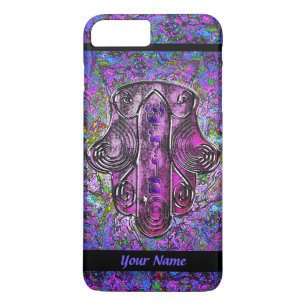 Coques Pour iPhone Hamsa Fusion violet et noir Personnalisé