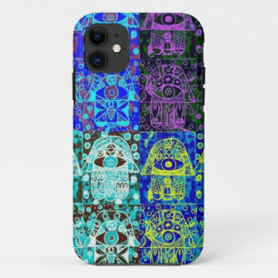 Coque iPhone 11 Hamsa noir et bleu