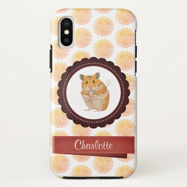 Coques Case-Mate iPhone Hamster de filles rouges et roses (Dos)