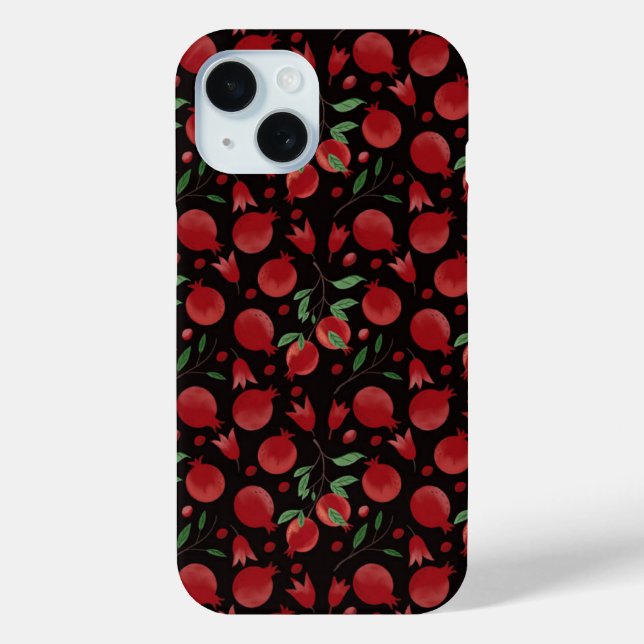 Coques Case-Mate iPhone Hand-drawn Pomegranate Fruits Seamless Pattern (Verso)
