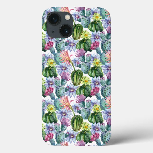 Coques Case-Mate iPhone Hand Painted Watercolor Cactus Pattern (Verso)