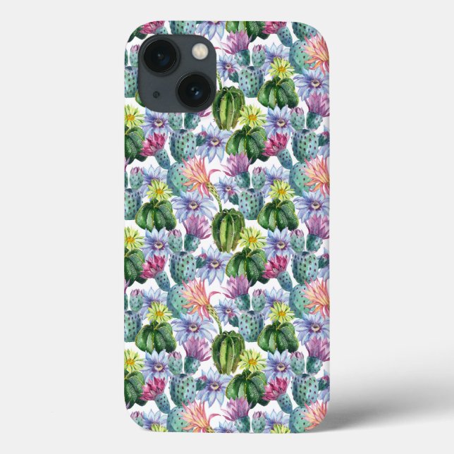 Coques Case-Mate iPhone Hand Painted Watercolor Cactus Pattern (Verso)
