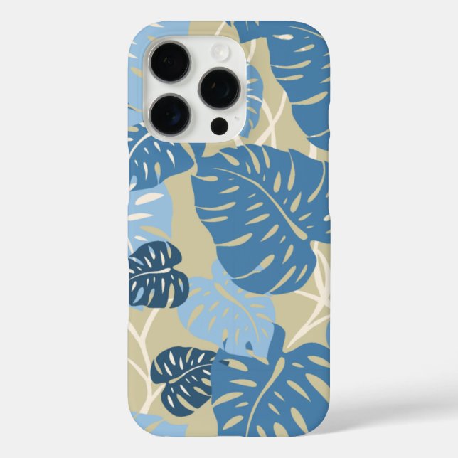 Coques Case-Mate iPhone Hanger de Cliff Hawaiian Monstera Feuille bleu (Verso)