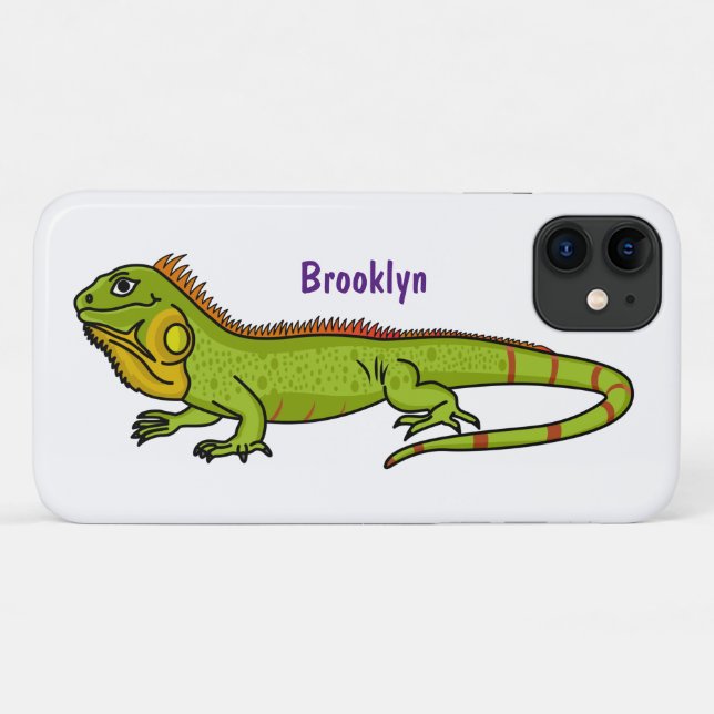 Coques Case-Mate iPhone Happy green iguana cartoon (Dos (Horizontal))