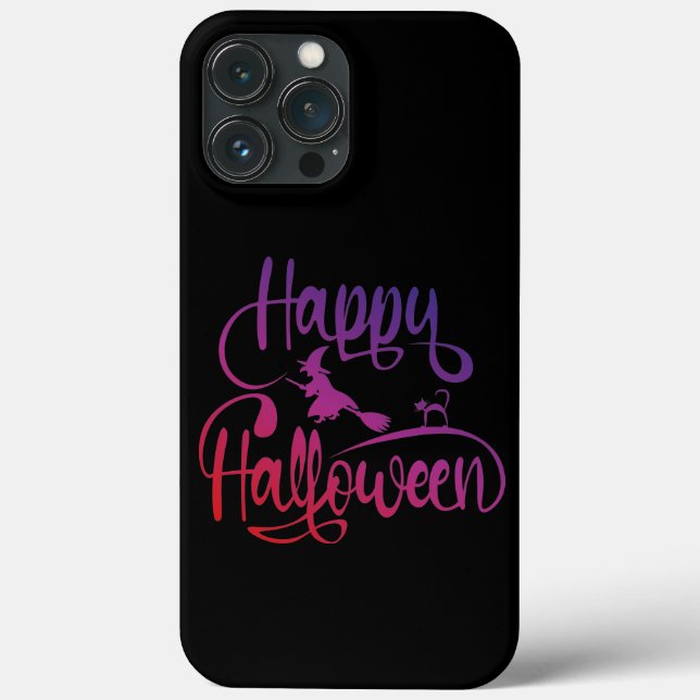 Coques Case-Mate iPhone Happy Halloween dégradé volant sorcière chat (Verso)