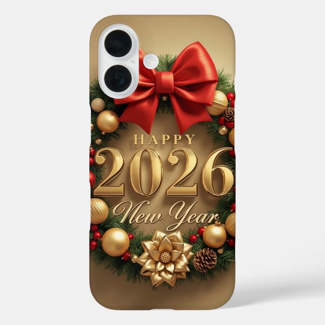 Coques Case-Mate iPhone happy new year 2026 elegant wreath  (Verso)