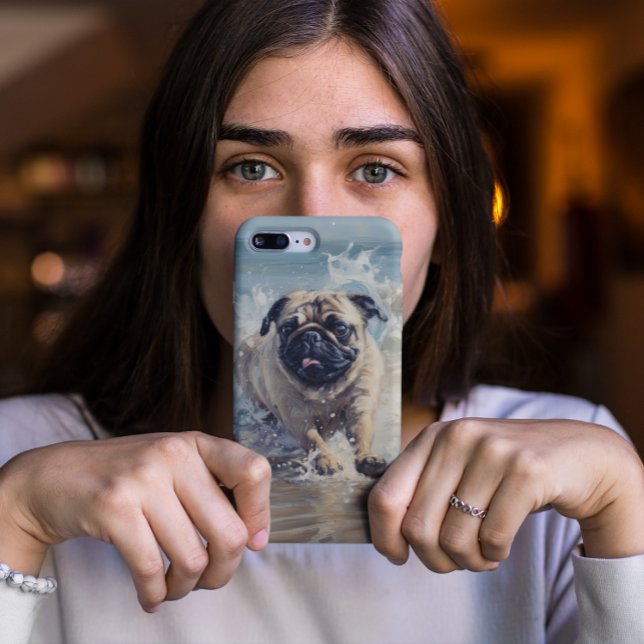Coques Case-Mate iPhone Happy Pug à la Plage (Créateur téléchargé)