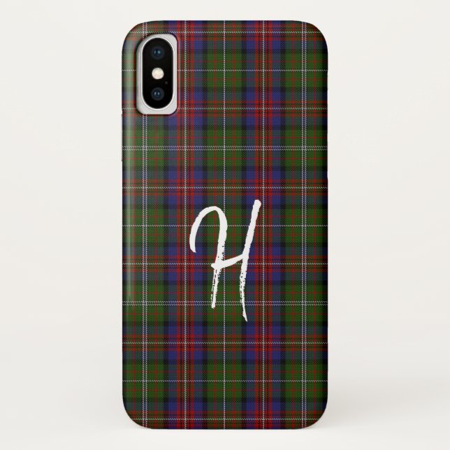 Coques Case-Mate iPhone Hargis Clan Monogrammed Tartan Plaid iPhone X Coqu (Dos)