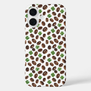 Coque Pour iPhone 16 Haricots de café irlandais et trèfles à trois feui