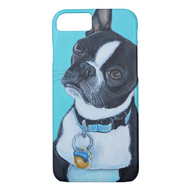 Coques Case-Mate iPhone Haricots the Boston Terrier Painting (Dos)