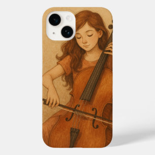 Coque Case-Mate iPhone Harmonie chaleureuse - Fille avec Cello Art Vintag