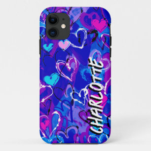 Case-Mate iPhone Case Harmonie océanique : Graffiti Hearts Nuances de Bl