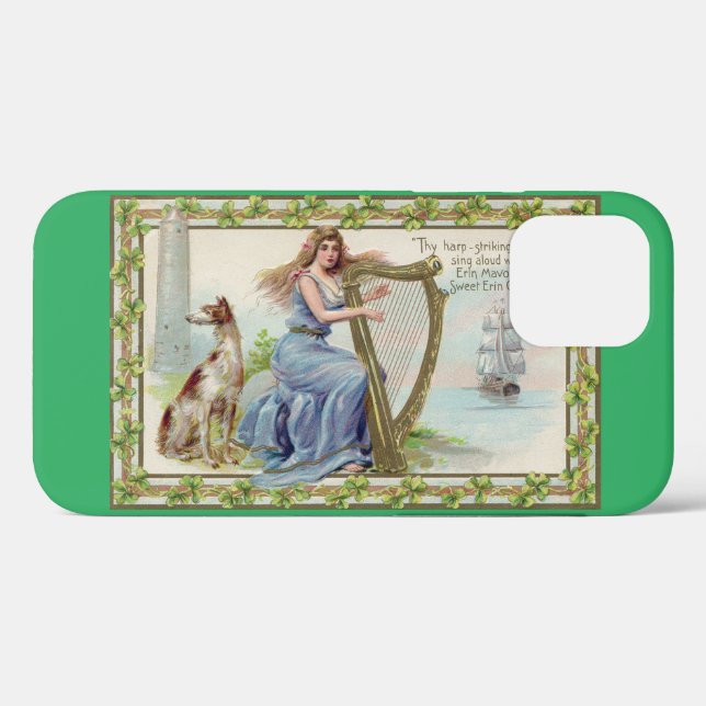 Coques Case-Mate iPhone Harpe et chien, Shamrock, Saint Patrick's Day, Vin (Verso (horizontal))