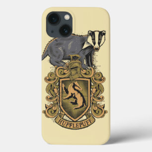 Etui iPhone 13 Harry Potter   Blason de Poufsouffle avec Blaireau