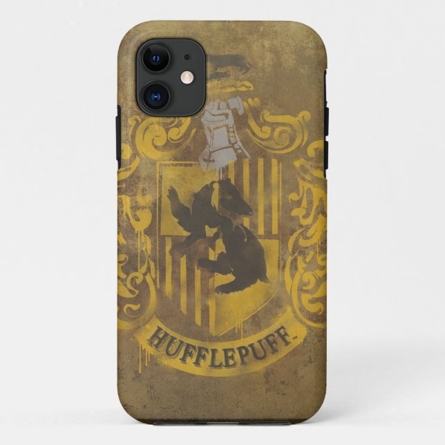 Coques Case-Mate iPhone Harry Potter | Hufflepuff Crest Spray Paint (Dos)