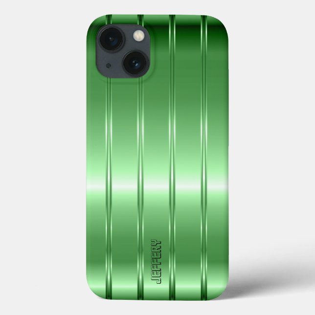 Coques Case-Mate iPhone Haute technologie Metallic Green Stripes Design (Verso)