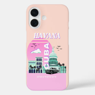 Coque Pour iPhone 16 Havana Cuba Pink Travel Art
