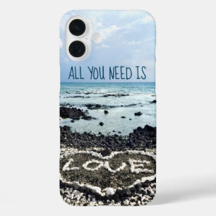 Coques iPhone 16 Plus Hawaii Tropical Beach Coral Heart Photo Love Citat