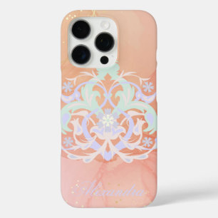 Coque iPhone 16 Pro Heart Garden - Art Floral Bleu et Vert