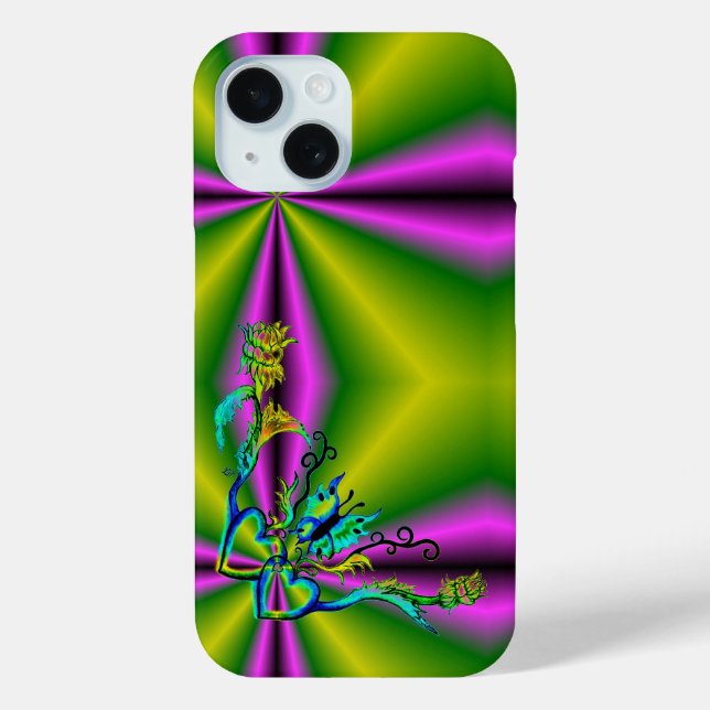 Coques Case-Mate iPhone Heart with Flower and Butterfly (Verso)