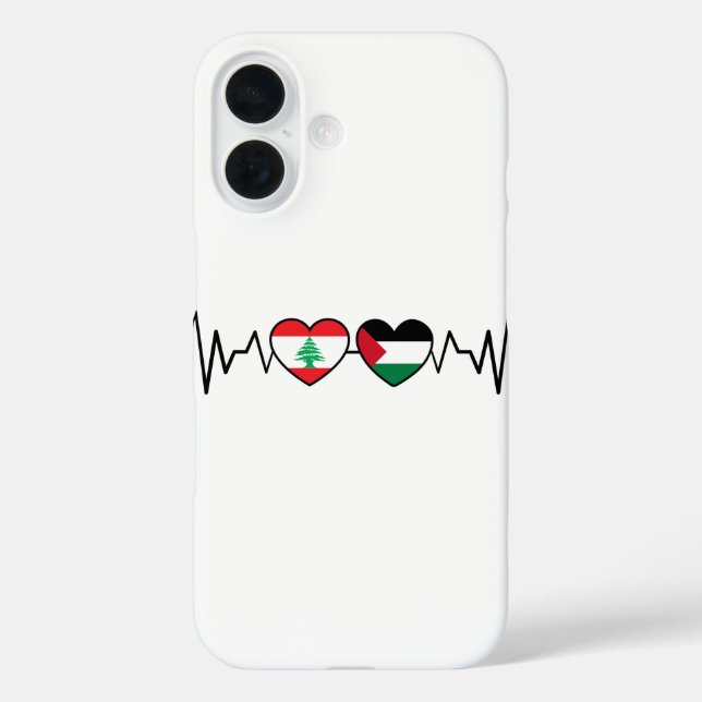 Coques Case-Mate iPhone Heartbeat Lebanon Palestine Unity drapeaux. (Verso)