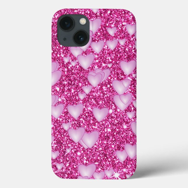 Coques Case-Mate iPhone "Hearts on Sparkling Saut, rose (Verso)