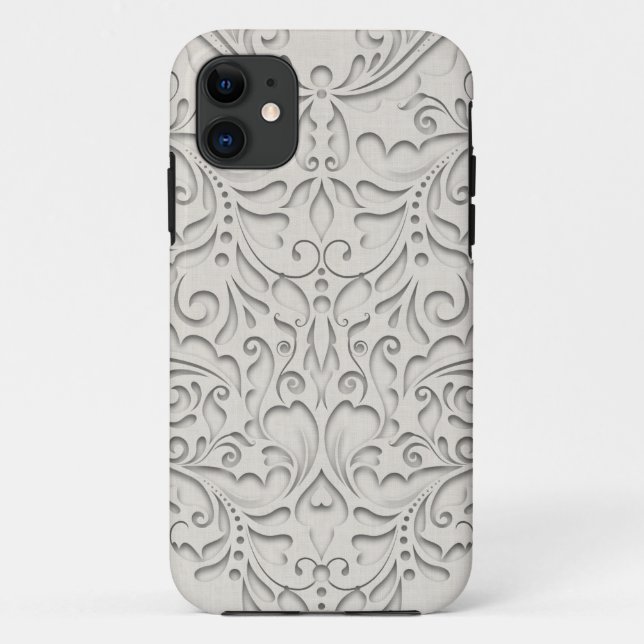 Coques Case-Mate iPhone HeartyChic Lin naturel Damask Coeur (Dos)