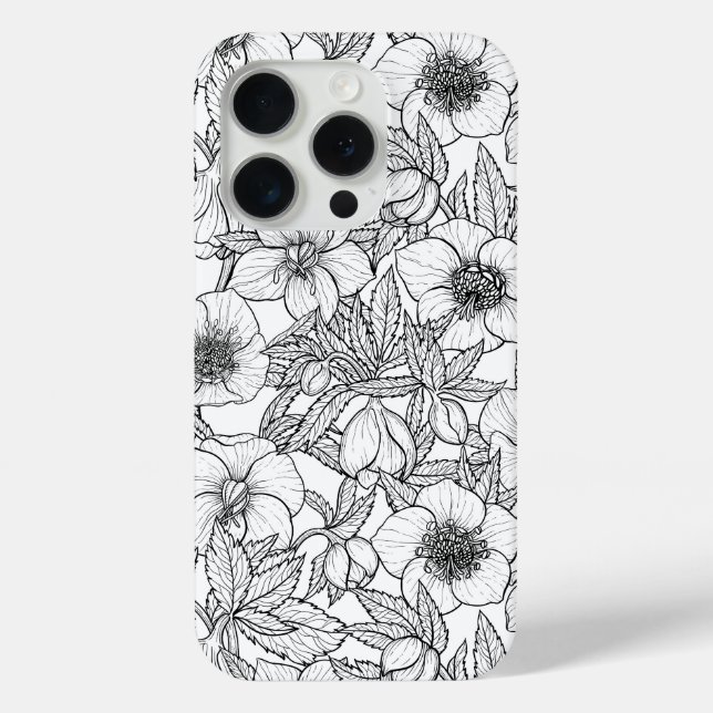 Coques Case-Mate iPhone Hellebores en noir et blanc (Verso)