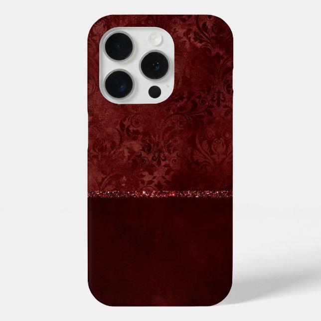 Coques Case-Mate iPhone Henné Romance | Red Satiny Grunge Damask (Verso)