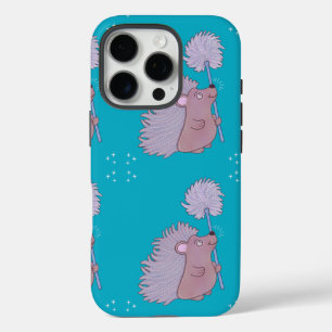 Coque iPhone 16 Pro Hérisson avec Pissenlit Douce Art Populaire de l