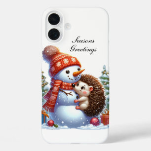 Coque Pour iPhone 16 Plus Hérisson de Noël festif personnalisable