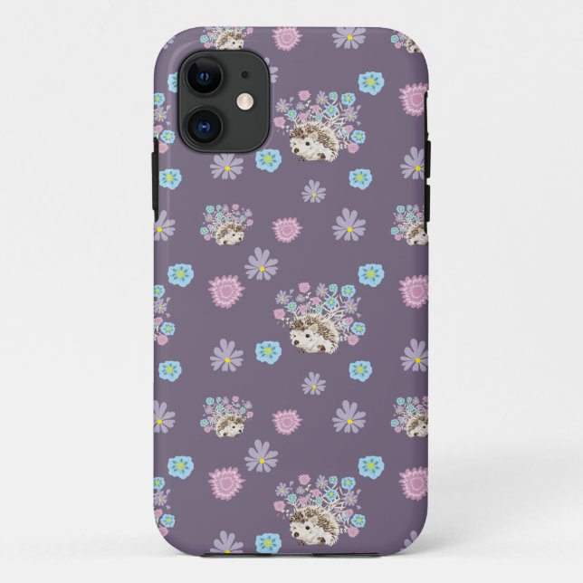 Coques Case-Mate iPhone hérisson et fleurs motif (Dos)