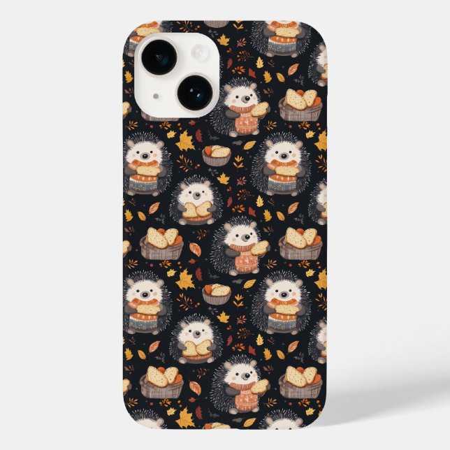Coques Case-Mate iPhone Hérisson mignon avec pain et feuilles d'automne (Verso)