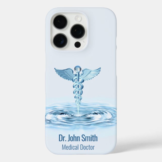 Coques Case-Mate iPhone Hermes Rod Caduceus Water Riples Bleu Médicale (Verso)