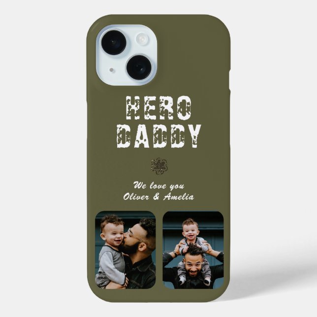 Coques Case-Mate iPhone Hero Daddy Father's Day 2 Photo Collage (Verso)