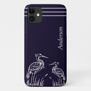 Case-Mate iPhone Case Hérons blancs personnalisés côtiers Oiseaux Bleu m