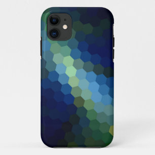 Coques Pour iPhone hexagone bleu rétro art abstrait transparent
