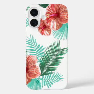 Coque Pour iPhone 16 Hibiscus de corail & Palm - Tropical Bold Floral