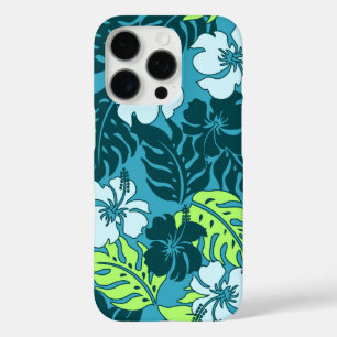 Coque iPhone 16 Pro Hibiscus de la baie d'Huakini Turquoise floral