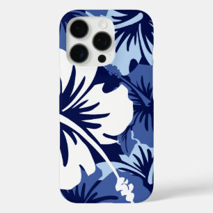 Coque iPhone 16 Pro Hibiscus épique Floral Hawaii Navy Blanc