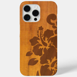 Coque Case-Mate iPhone Hibiscus floral en bois de Koa avec une ambiance d