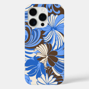 Coque iPhone 16 Pro Hibiscus Jungle Hawaii bleu et Brown
